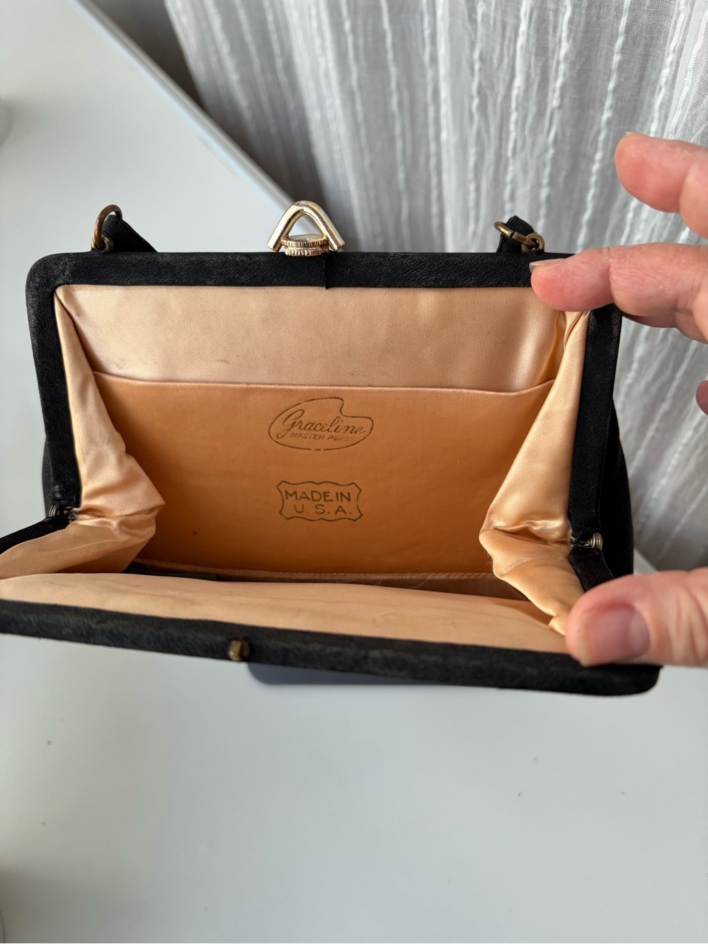 1950s Graceline Master Purse Black Pleated Evening Bag Made in USA Art MCM VTG - Picture 3 of 11